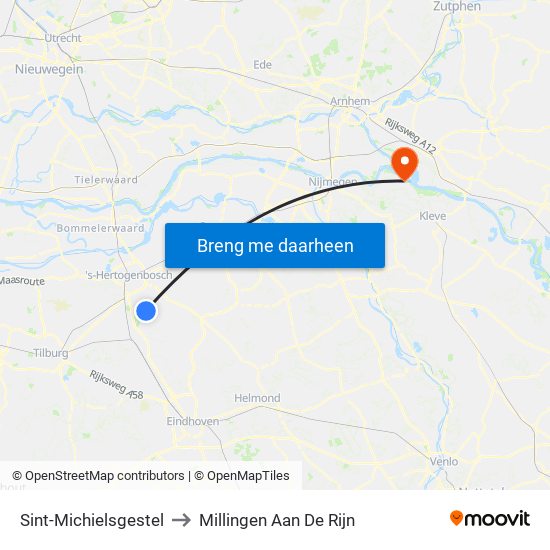 Sint-Michielsgestel to Millingen Aan De Rijn map