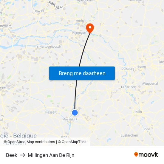 Beek to Millingen Aan De Rijn map