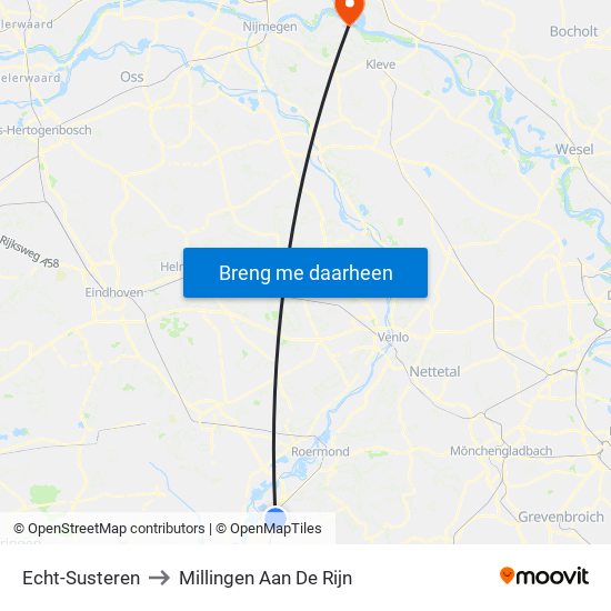 Echt-Susteren to Millingen Aan De Rijn map