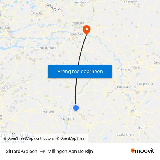 Sittard-Geleen to Millingen Aan De Rijn map