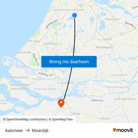 Aalsmeer to Moerdijk map