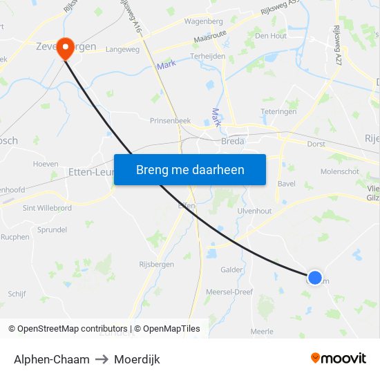 Alphen-Chaam to Moerdijk map