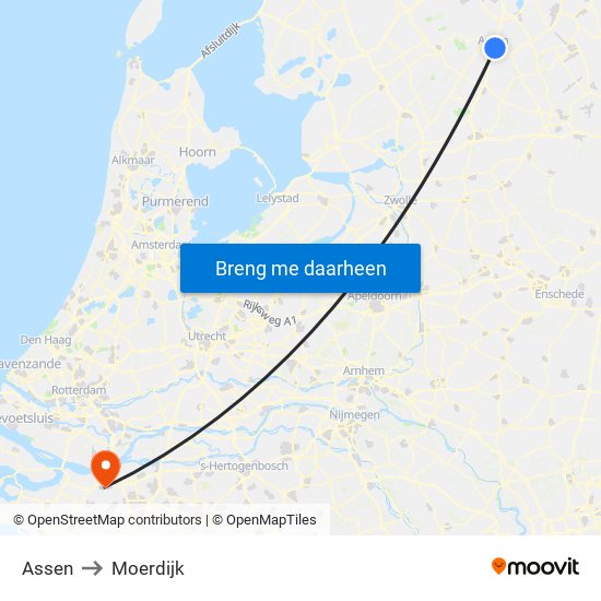 Assen to Moerdijk map