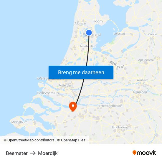 Beemster to Moerdijk map