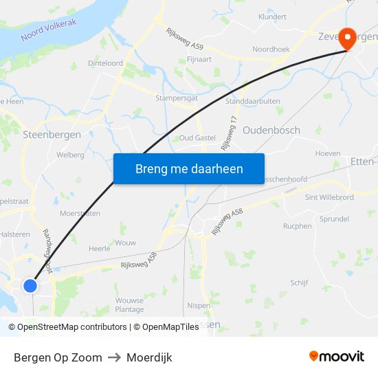 Bergen Op Zoom to Moerdijk map