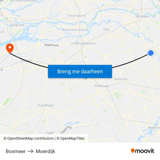 Boxmeer to Moerdijk map