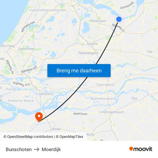 Bunschoten to Moerdijk map