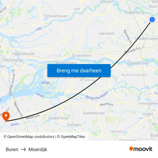 Buren to Moerdijk map