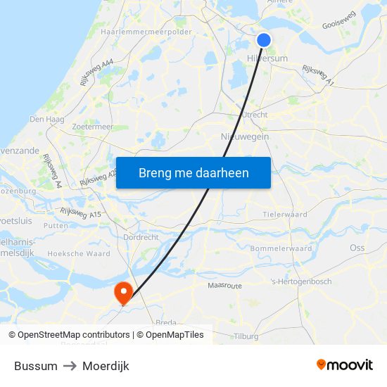 Bussum to Moerdijk map