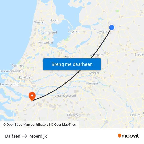 Dalfsen to Moerdijk map