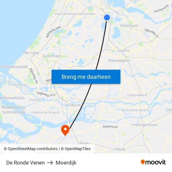 De Ronde Venen to Moerdijk map
