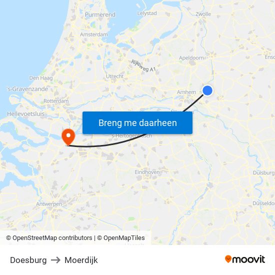 Doesburg to Moerdijk map