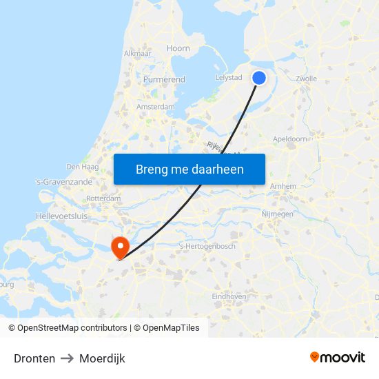 Dronten to Moerdijk map
