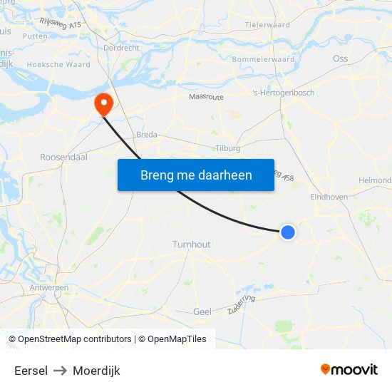 Eersel to Moerdijk map