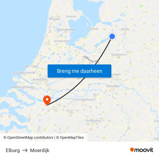 Elburg to Moerdijk map