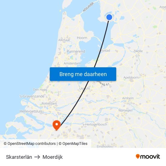 Skarsterlân to Moerdijk map