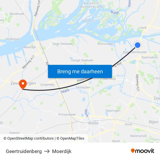 Geertruidenberg to Moerdijk map