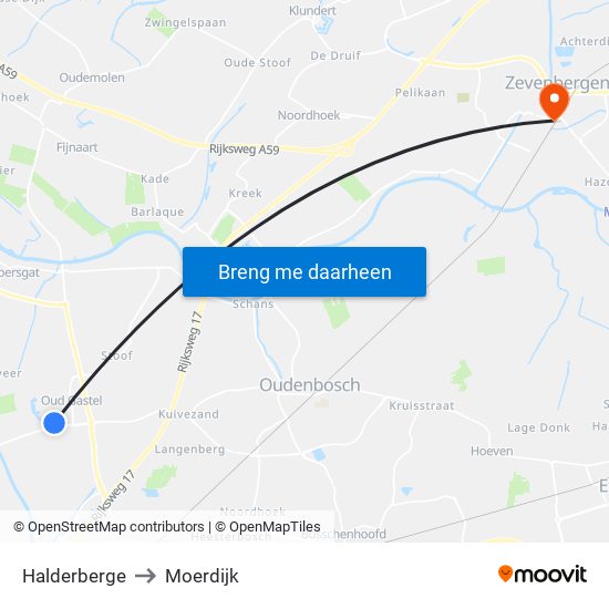 Halderberge to Moerdijk map
