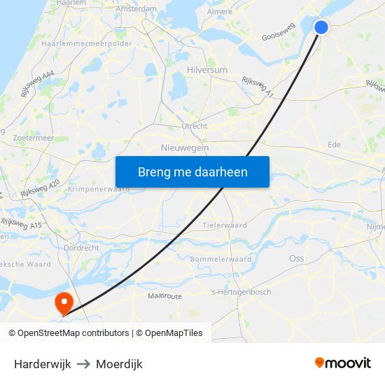 Harderwijk to Moerdijk map
