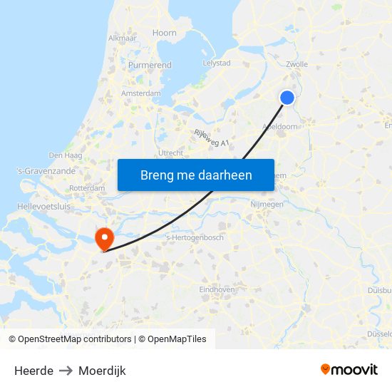 Heerde to Moerdijk map