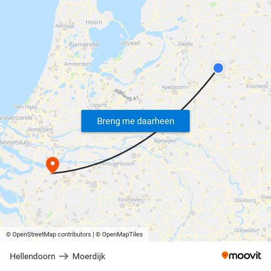 Hellendoorn to Moerdijk map