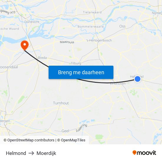 Helmond to Moerdijk map