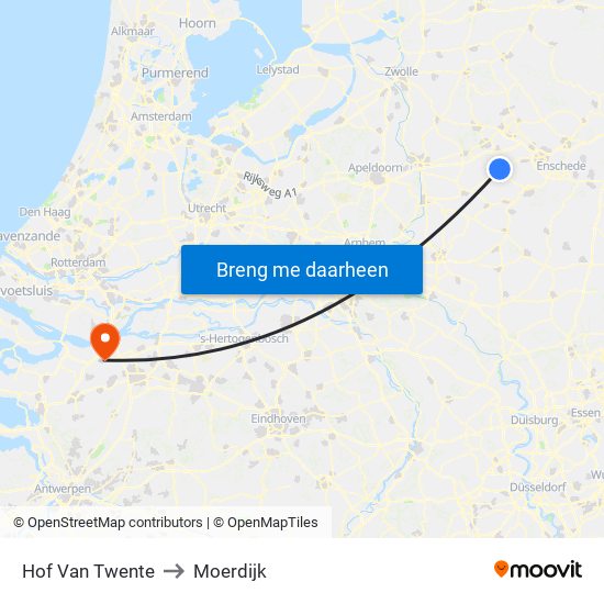 Hof Van Twente to Moerdijk map