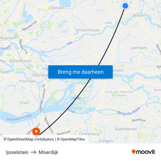 Ijsselstein to Moerdijk map