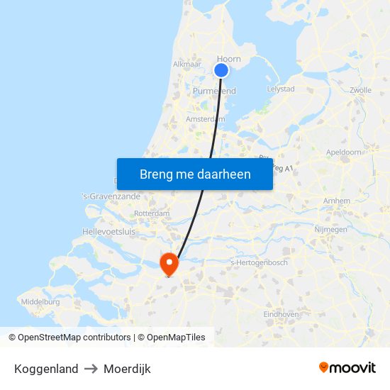 Koggenland to Moerdijk map