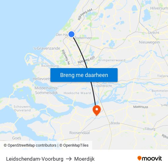 Leidschendam-Voorburg to Moerdijk map