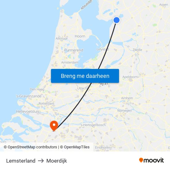 Lemsterland to Moerdijk map