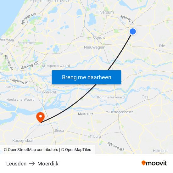 Leusden to Moerdijk map