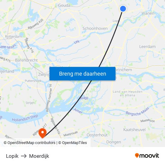 Lopik to Moerdijk map