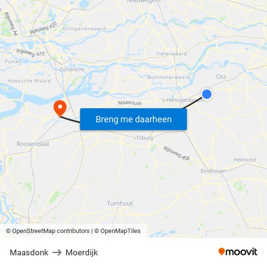 Maasdonk to Moerdijk map