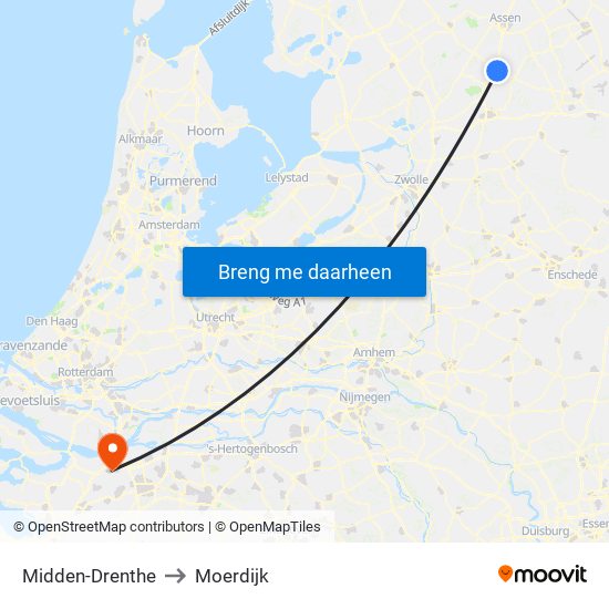 Midden-Drenthe to Moerdijk map