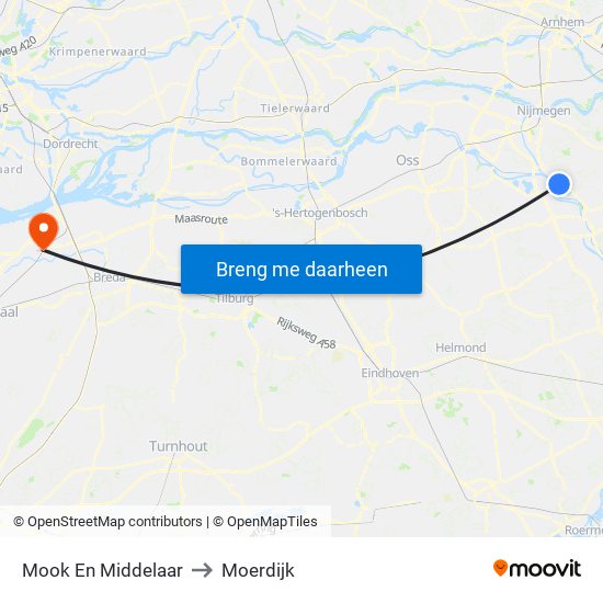 Mook En Middelaar to Moerdijk map