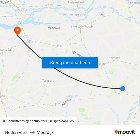 Nederweert to Moerdijk map