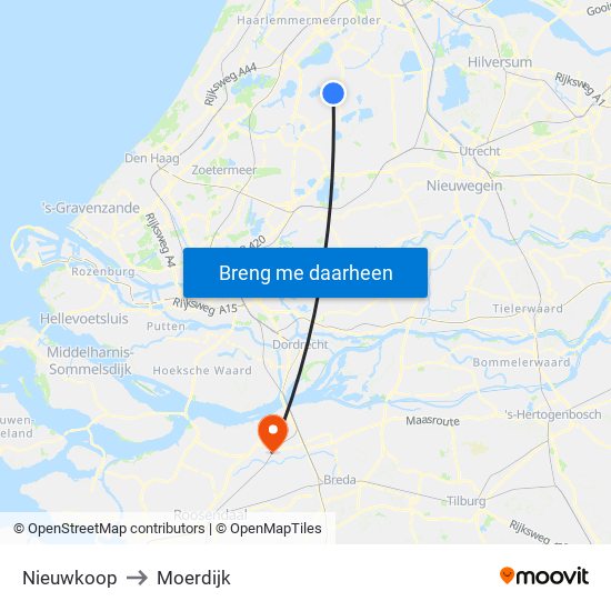 Nieuwkoop to Moerdijk map