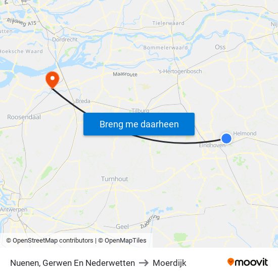 Nuenen, Gerwen En Nederwetten to Moerdijk map