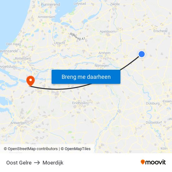 Oost Gelre to Moerdijk map