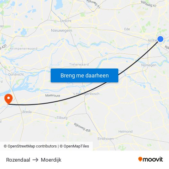 Rozendaal to Moerdijk map