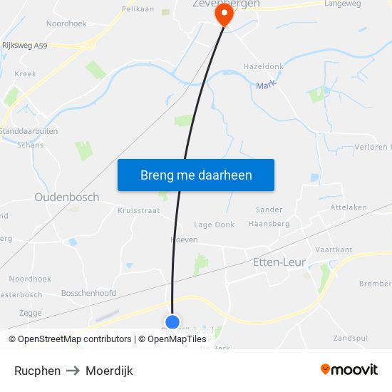 Rucphen to Moerdijk map