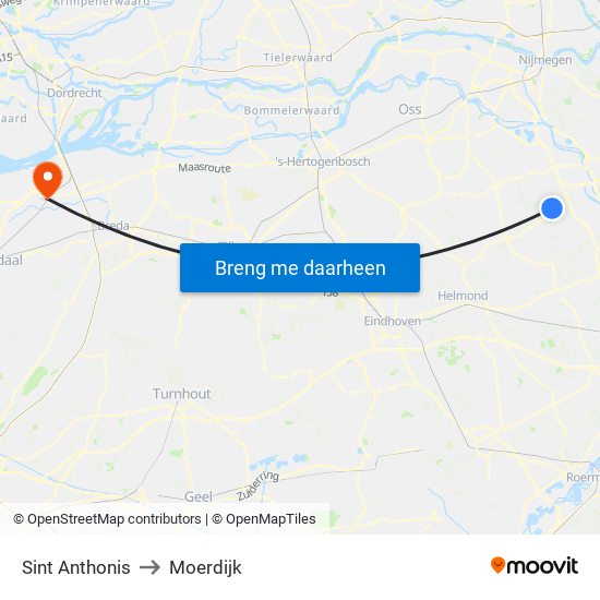 Sint Anthonis to Moerdijk map