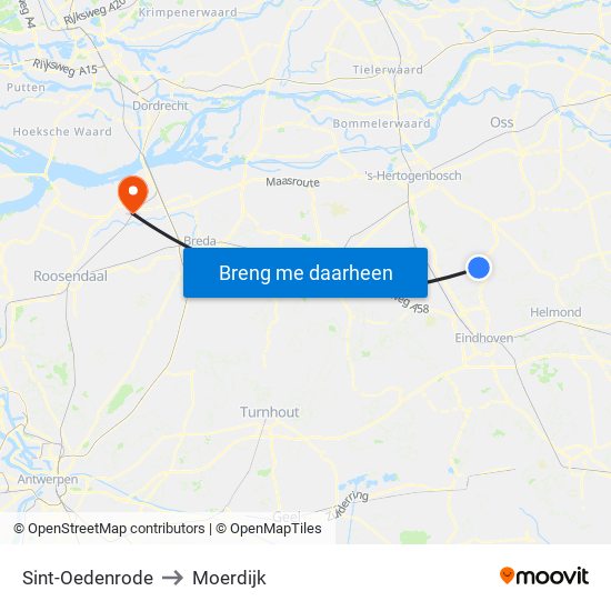 Sint-Oedenrode to Moerdijk map