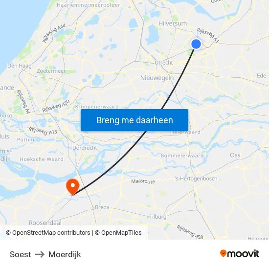 Soest to Moerdijk map