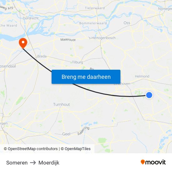 Someren to Moerdijk map