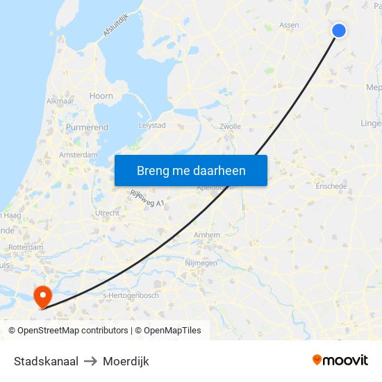 Stadskanaal to Moerdijk map