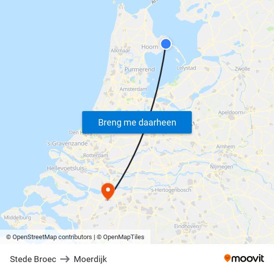 Stede Broec to Moerdijk map