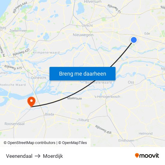 Veenendaal to Moerdijk map