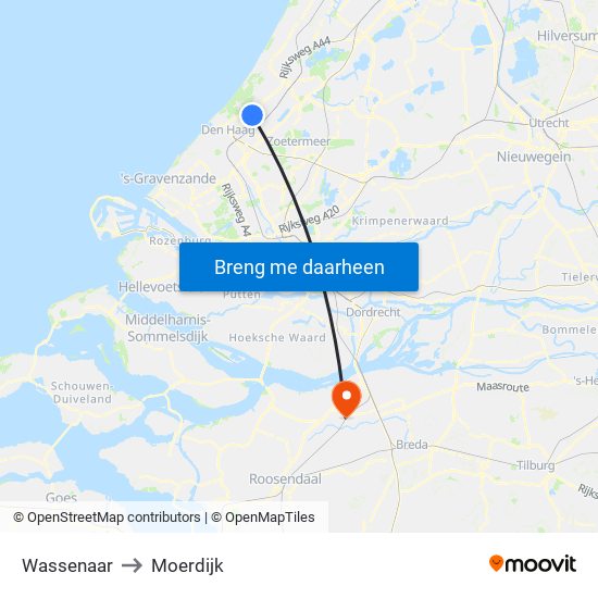 Wassenaar to Moerdijk map